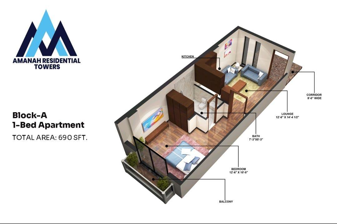 Amanah Resdential Towers, Block A — floor plan — photo 9 of 10