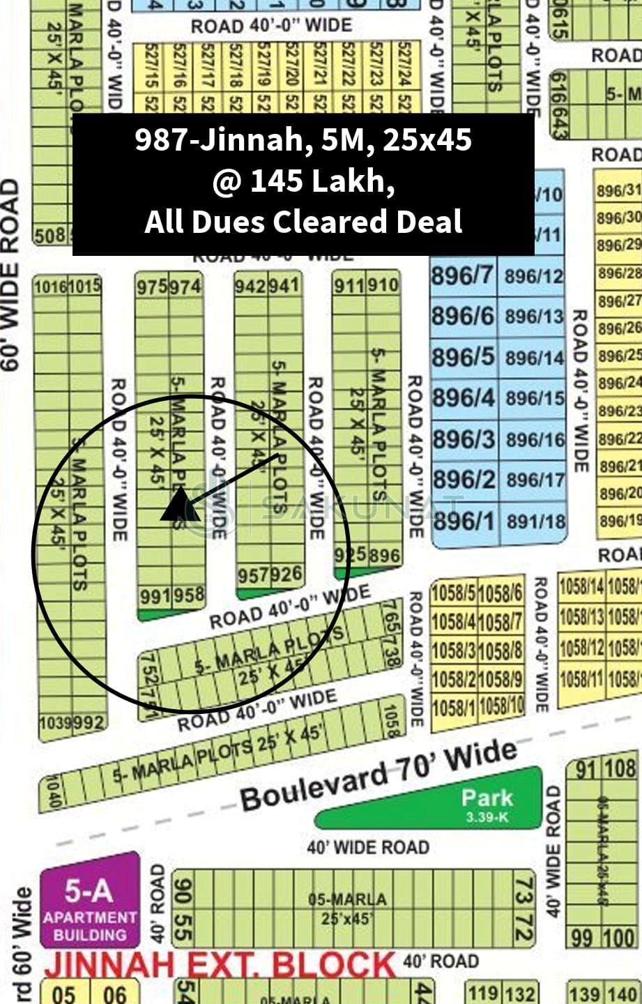 5 Marla Residential Plot for sale in Bahria Town - Jinnah Block, Lahore