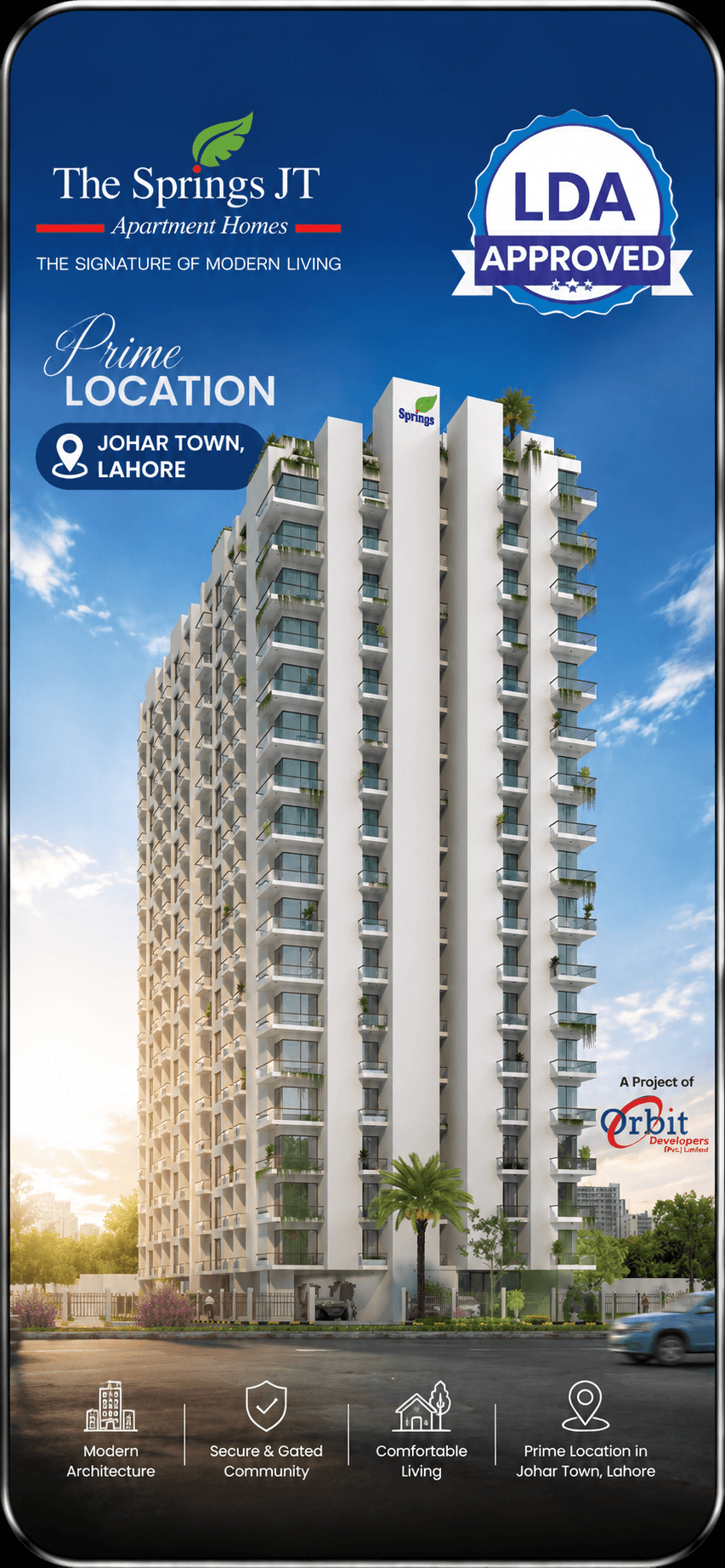 Under-construction residential development by Orbit Developers Private Limited in Tufail Road, Johar Town , Lahore